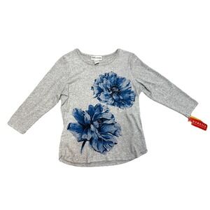 Vtg Y2K Cathy Daniels Floral 3/4 Sleeve Top Heather Women's Size S Floral NWT‎